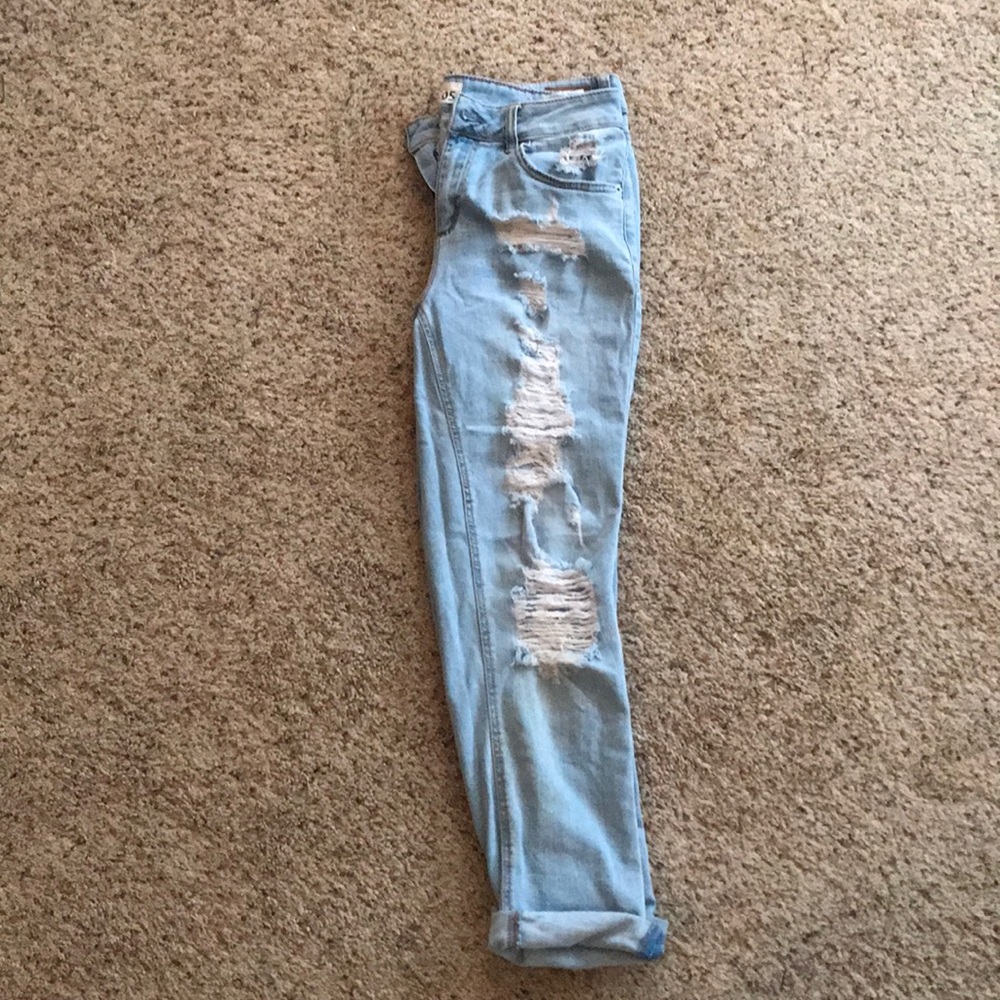 Light Wash Distressed Girlfriend Jeans
